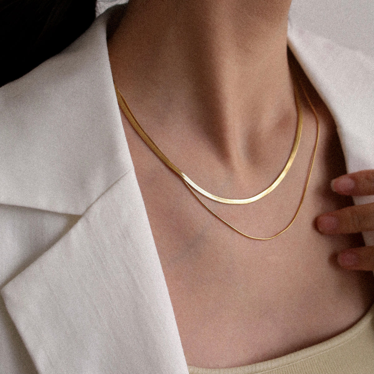 【SHAPES STUDIO】Herringbone Snake 18K チョーカー ネックレス Double Herringbone Necklace – Shapes Studio