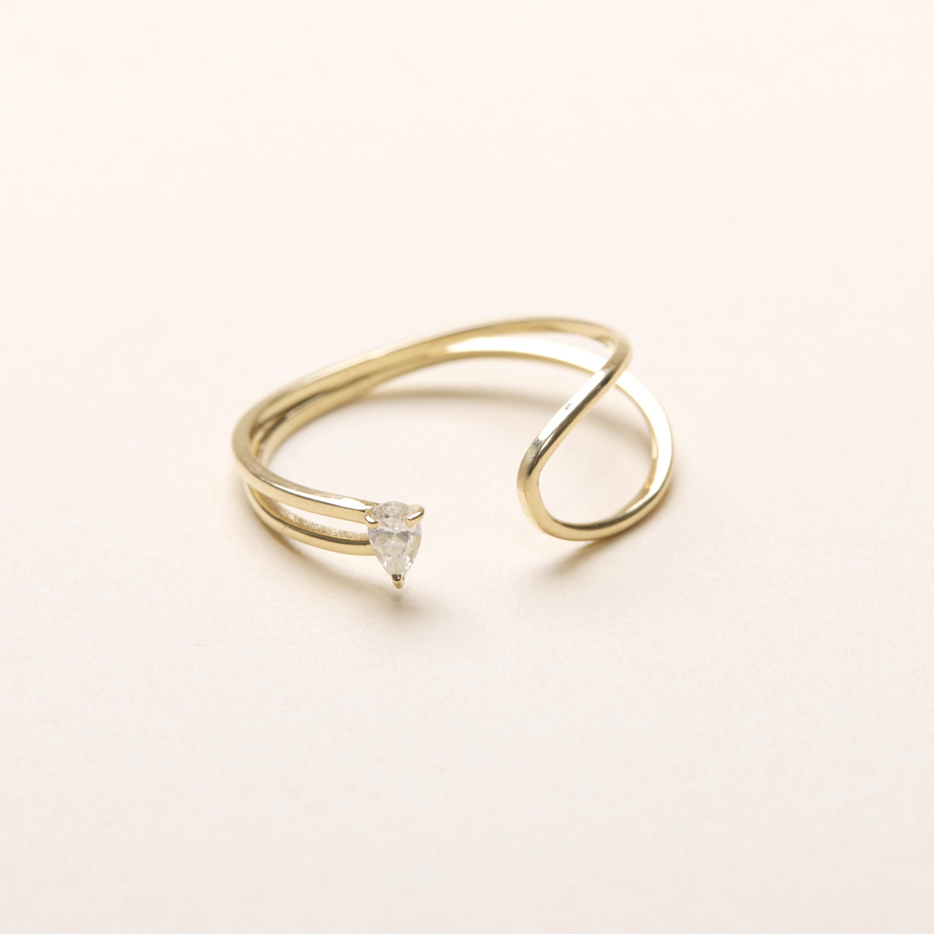 Diamond Curved Open Ring [14K Solid Gold]