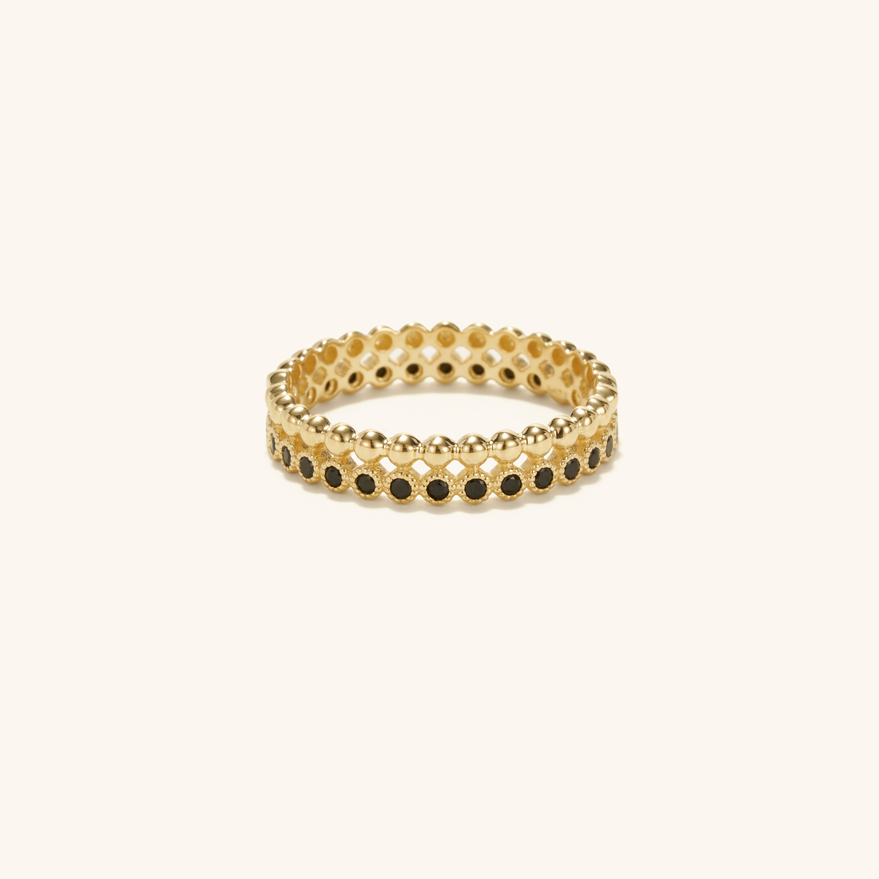 Beaded Eternity Double Band Ring [10K Solid Gold]