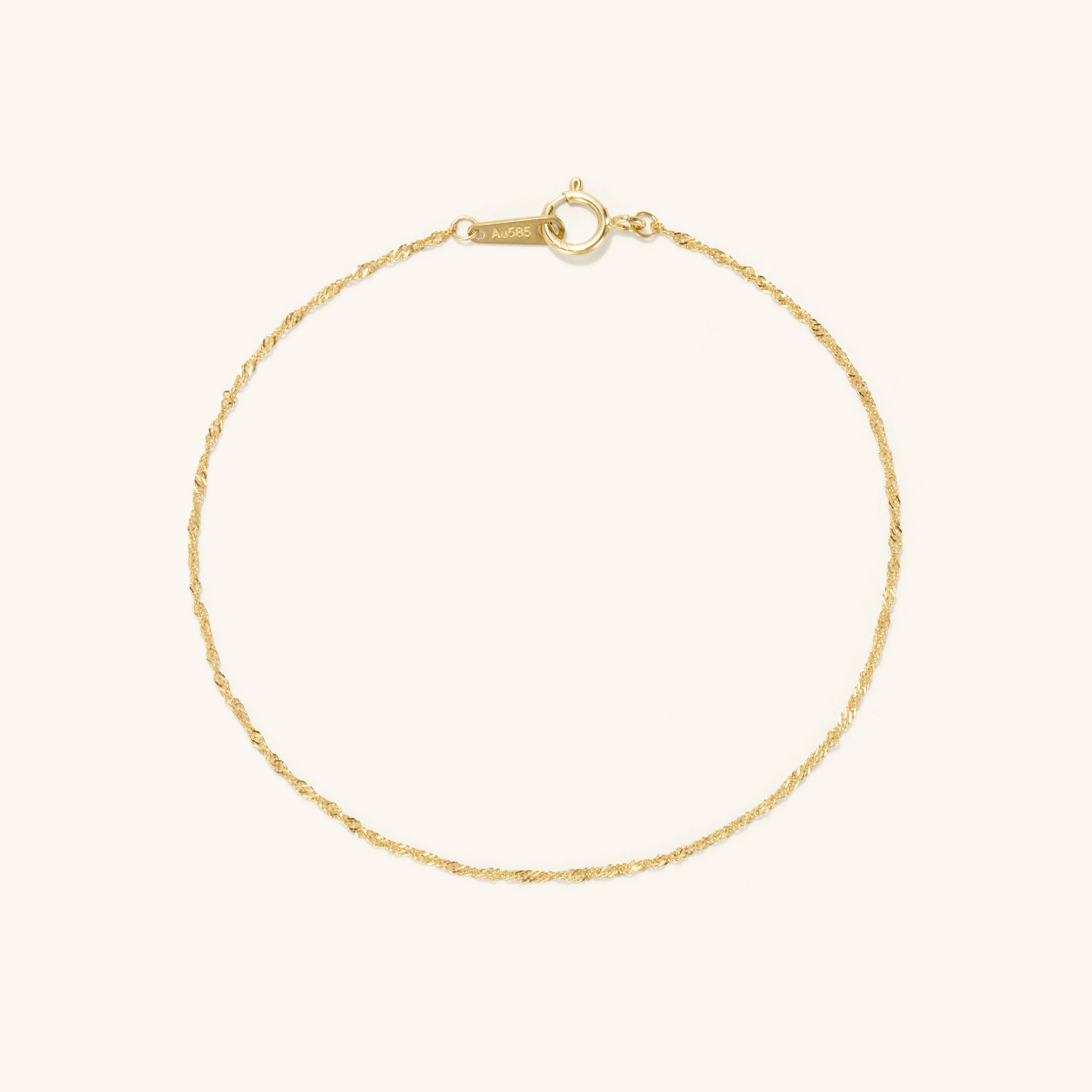 Twist Rope Sparkle Chain Bracelet [14K Solid Gold]