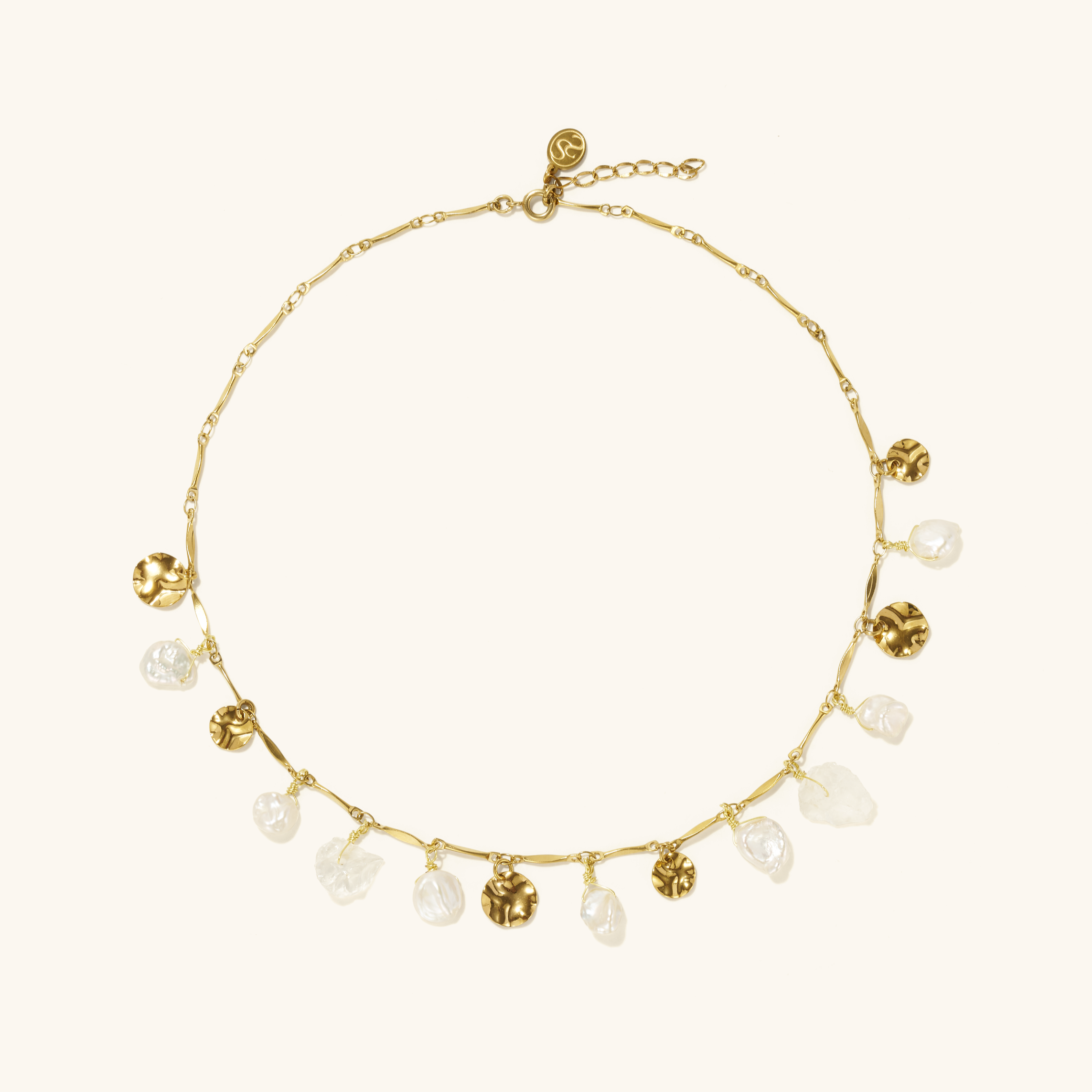 Petal Pearl Crystal Charm Necklace