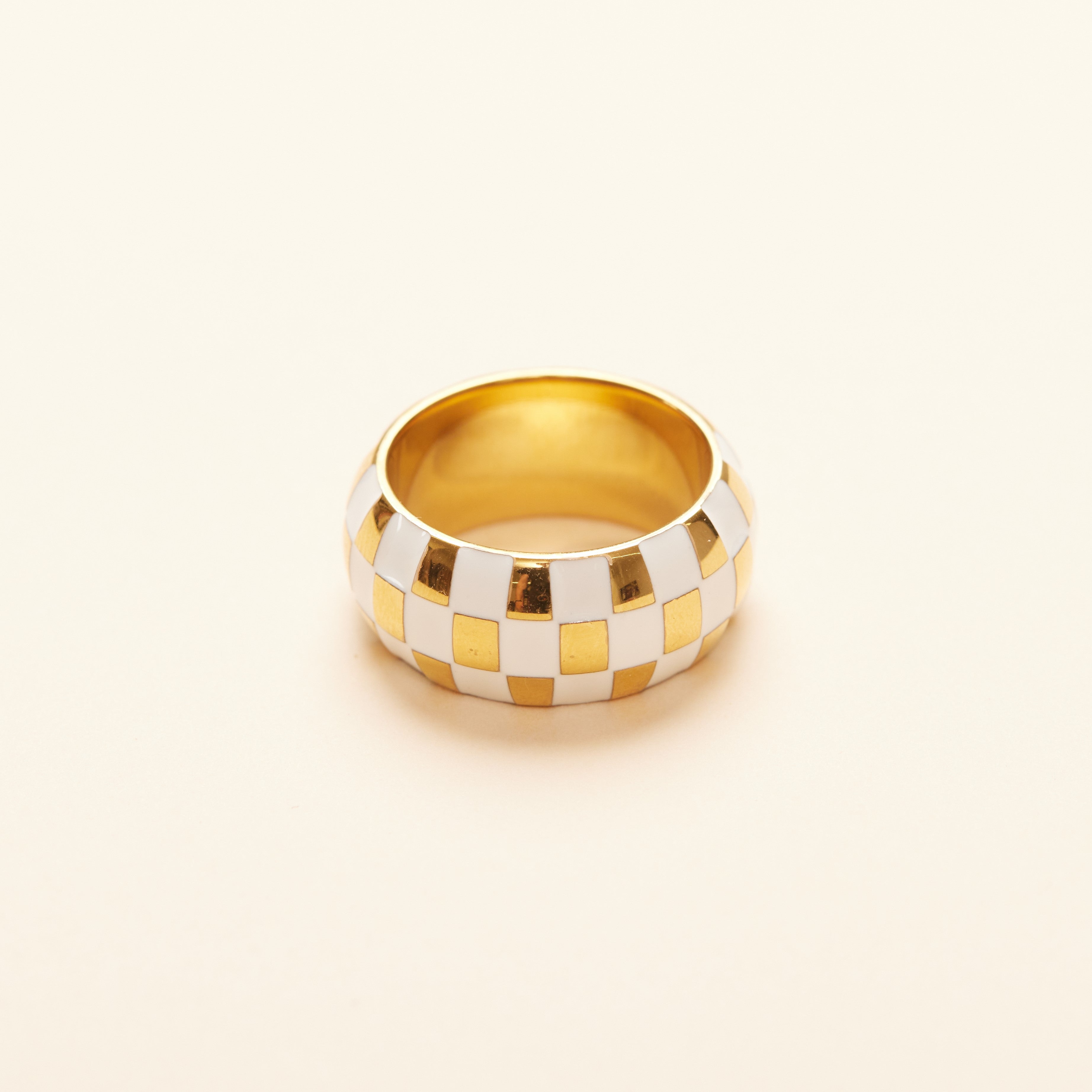 NY発！ White Checker Band Ring 【Shapes Studio】送料無料 White Checker Band Ring – Shapes Studio