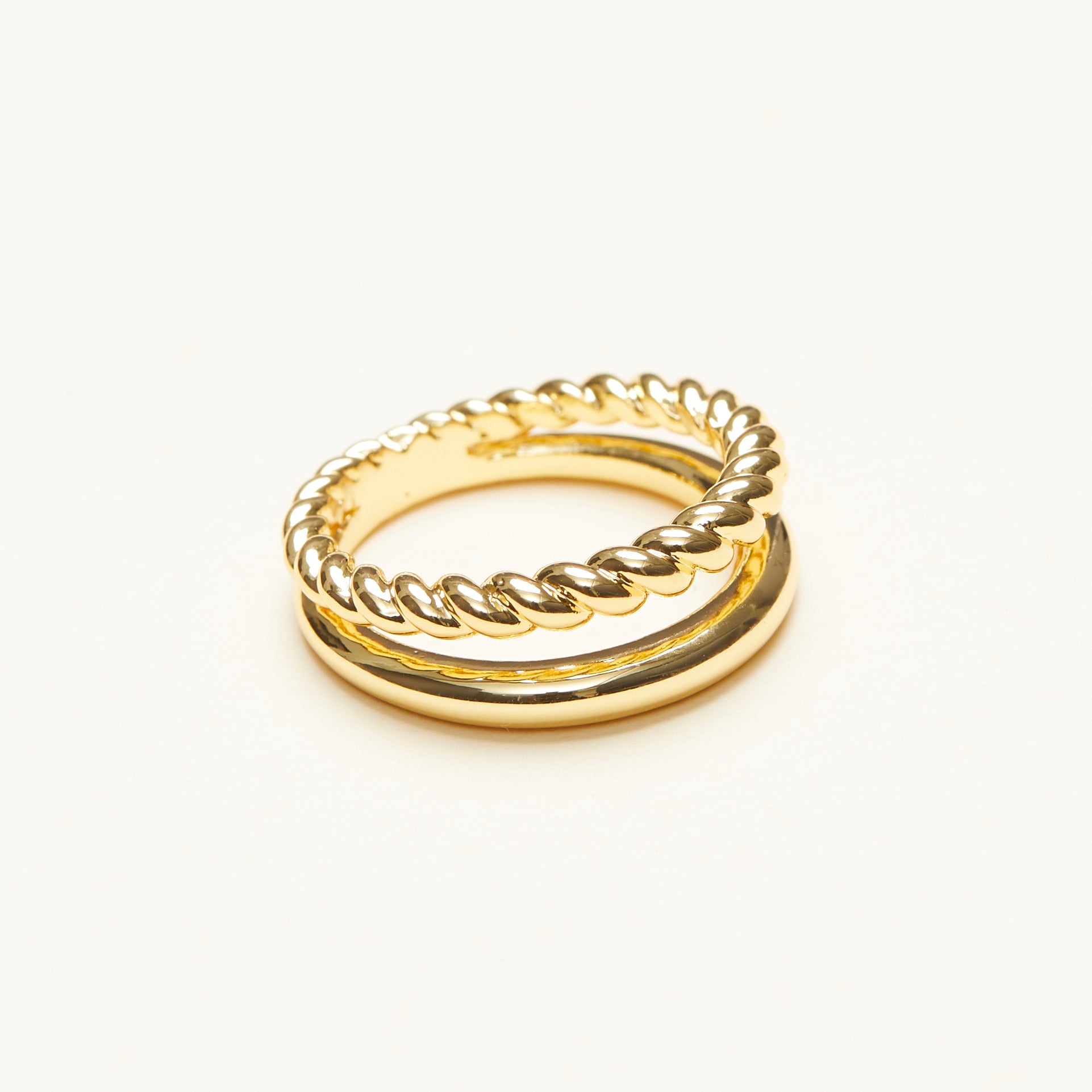 Twist Double Band Layered Ring