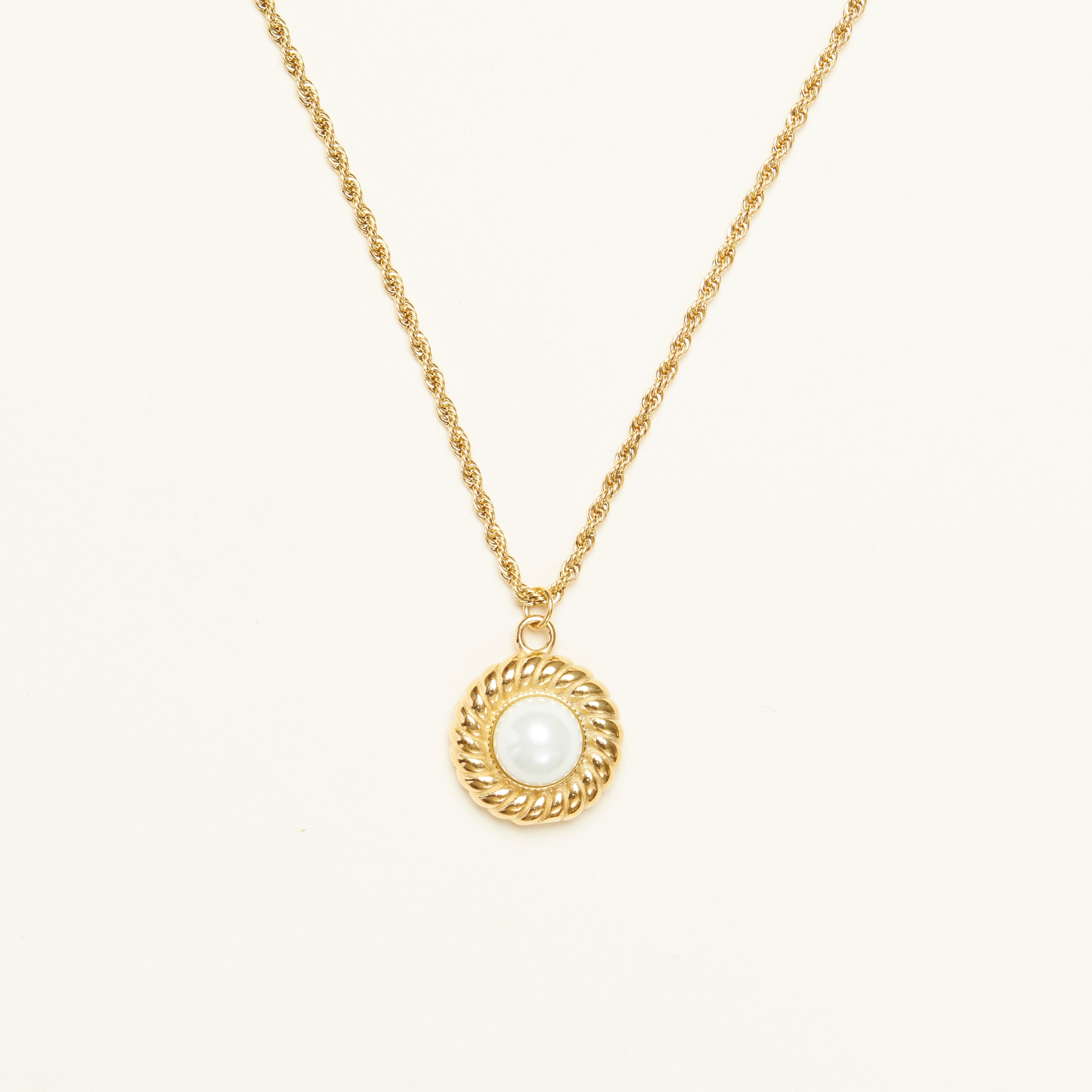 Rope Pearl Charm Necklace
