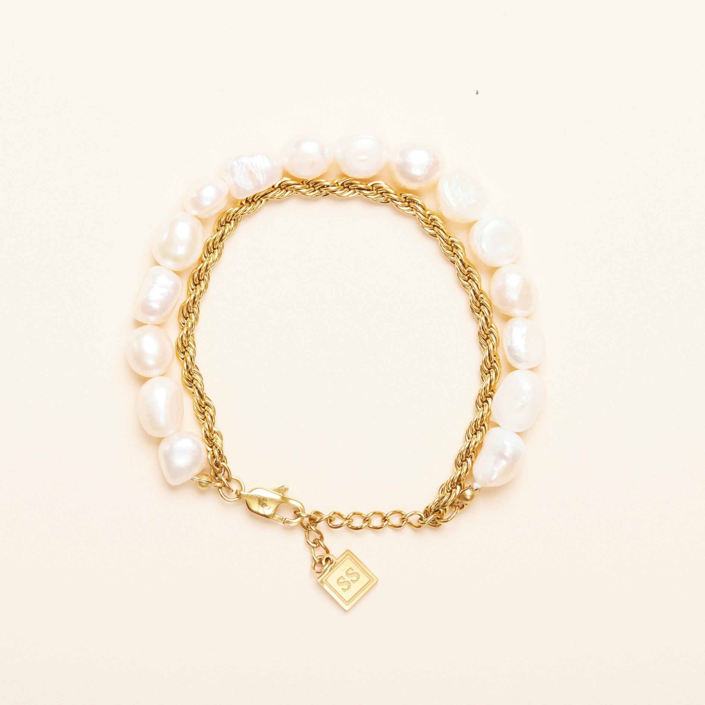 Bold Pearl Rope Double Bracelet