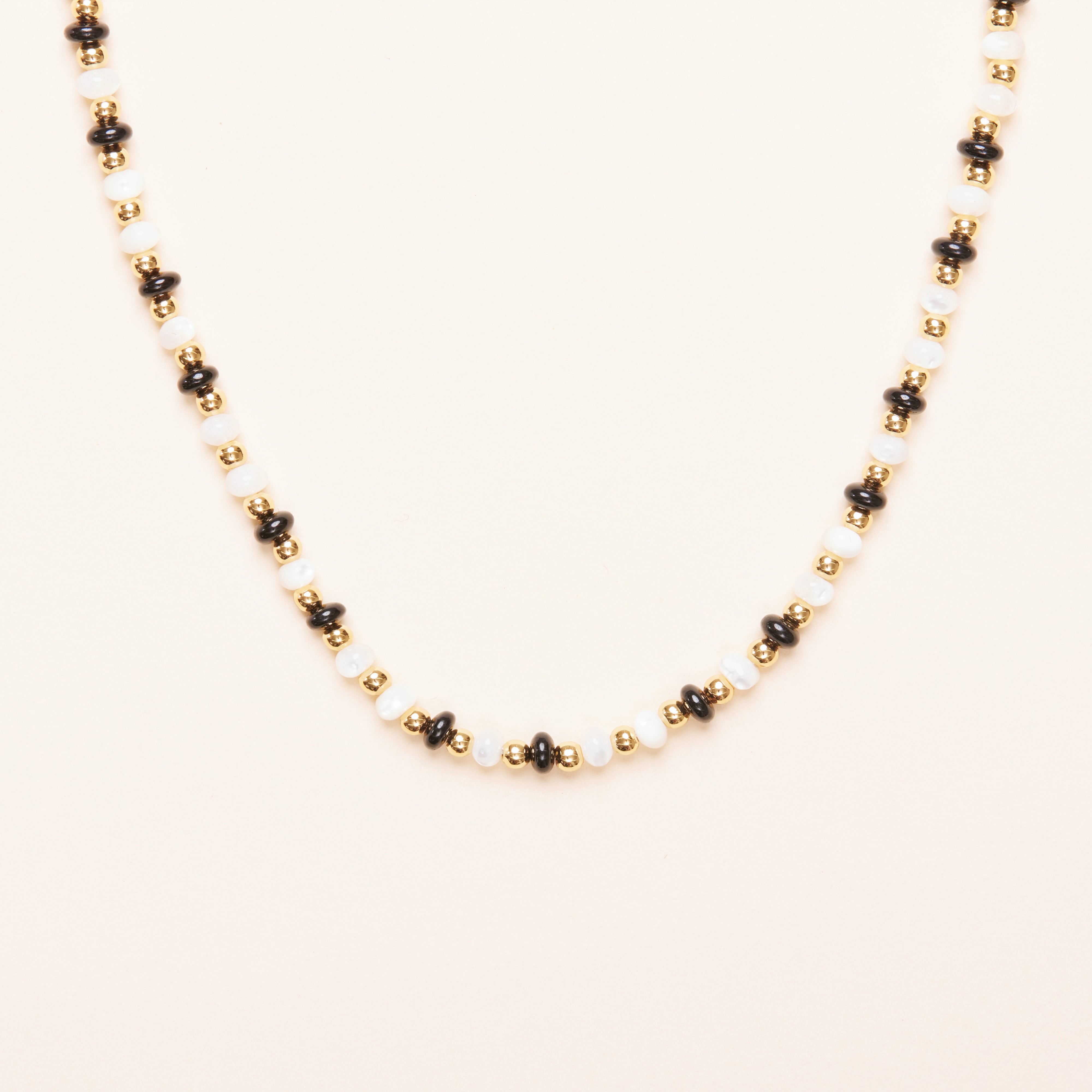 & Gold Beaded Necklace