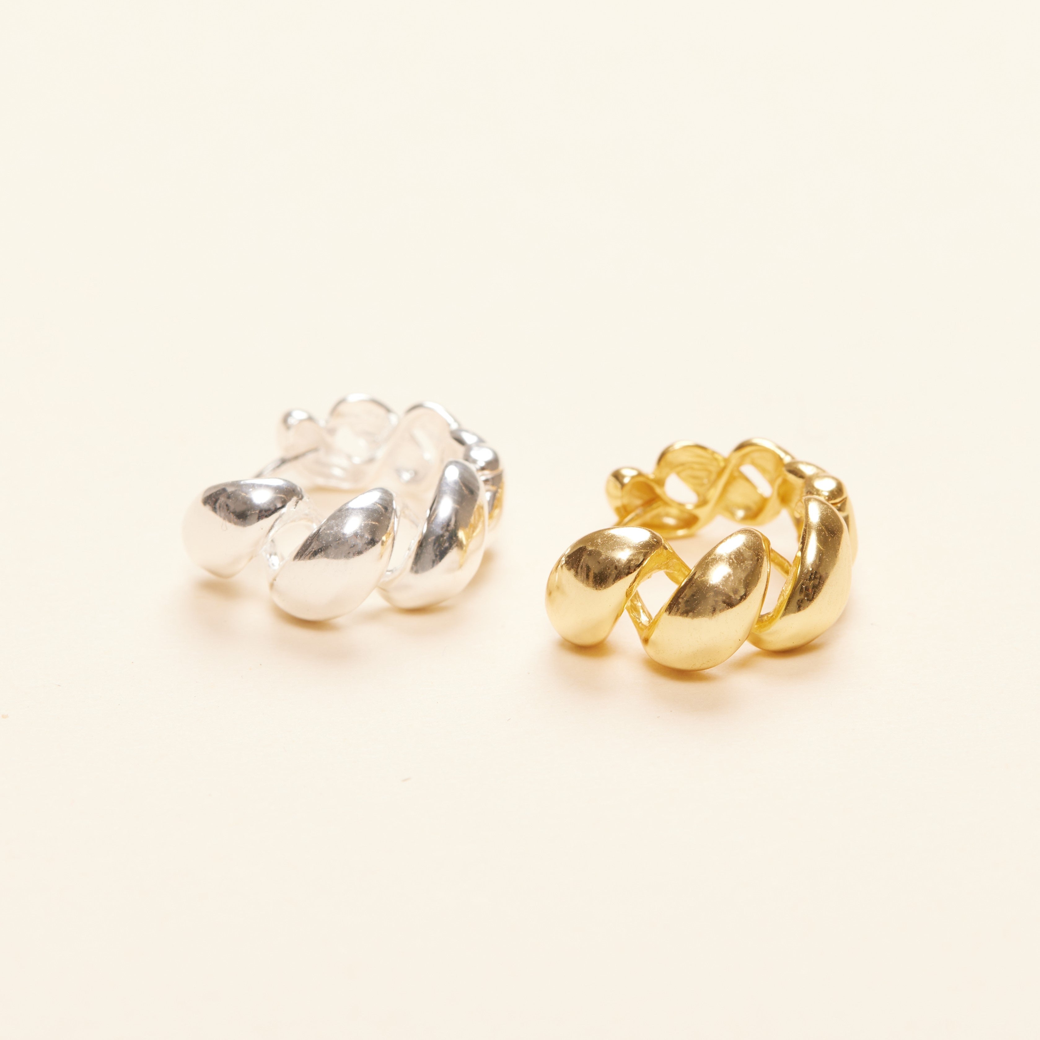 Fluffy Croissant Hoops [Gold Vermeil]