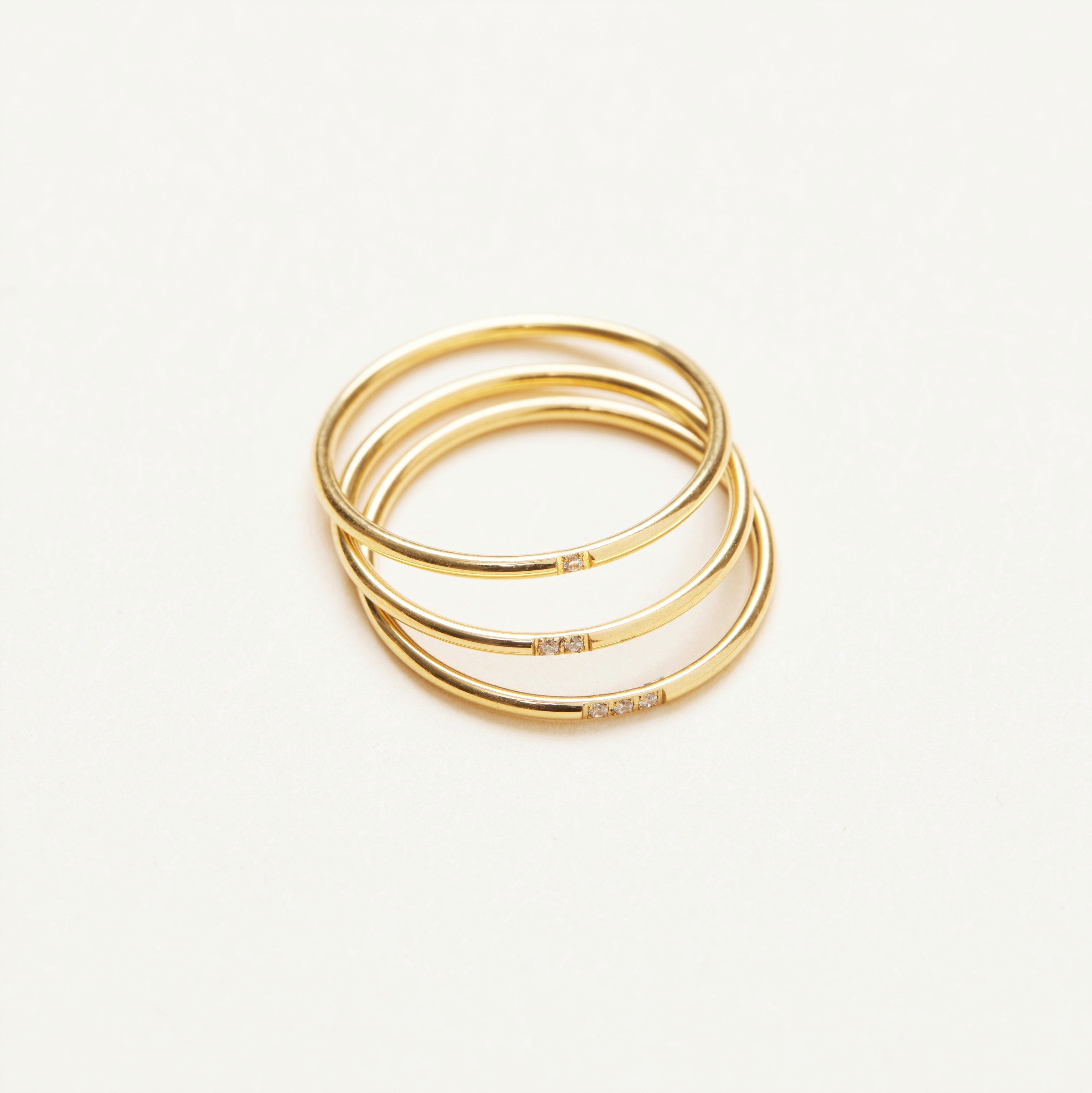 Minimalist Zircon Stacking Ring Set