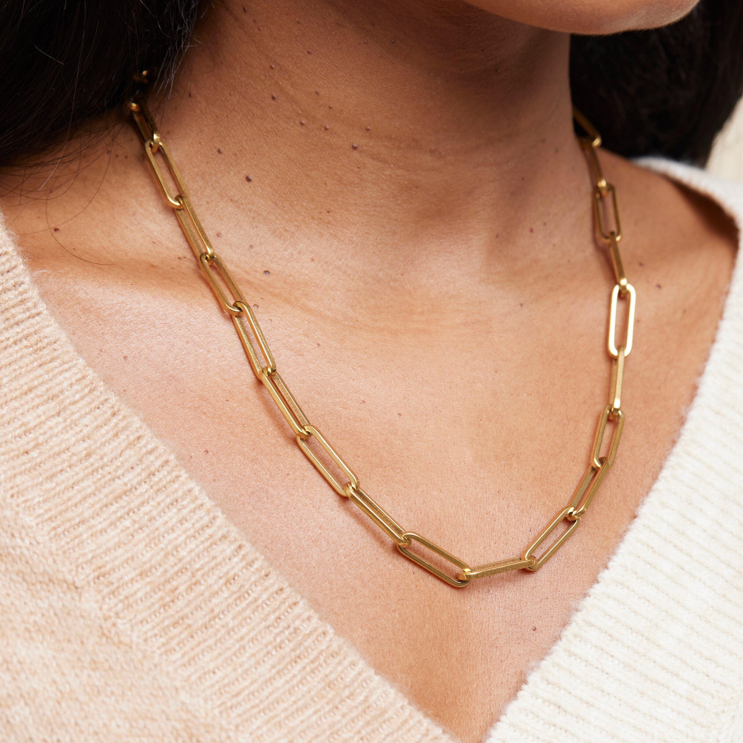 国内即納【SHAPES STUDIO】Artisan Paperclip Chain Necklace Thick Paperclip Chain Necklace – Shapes Studio